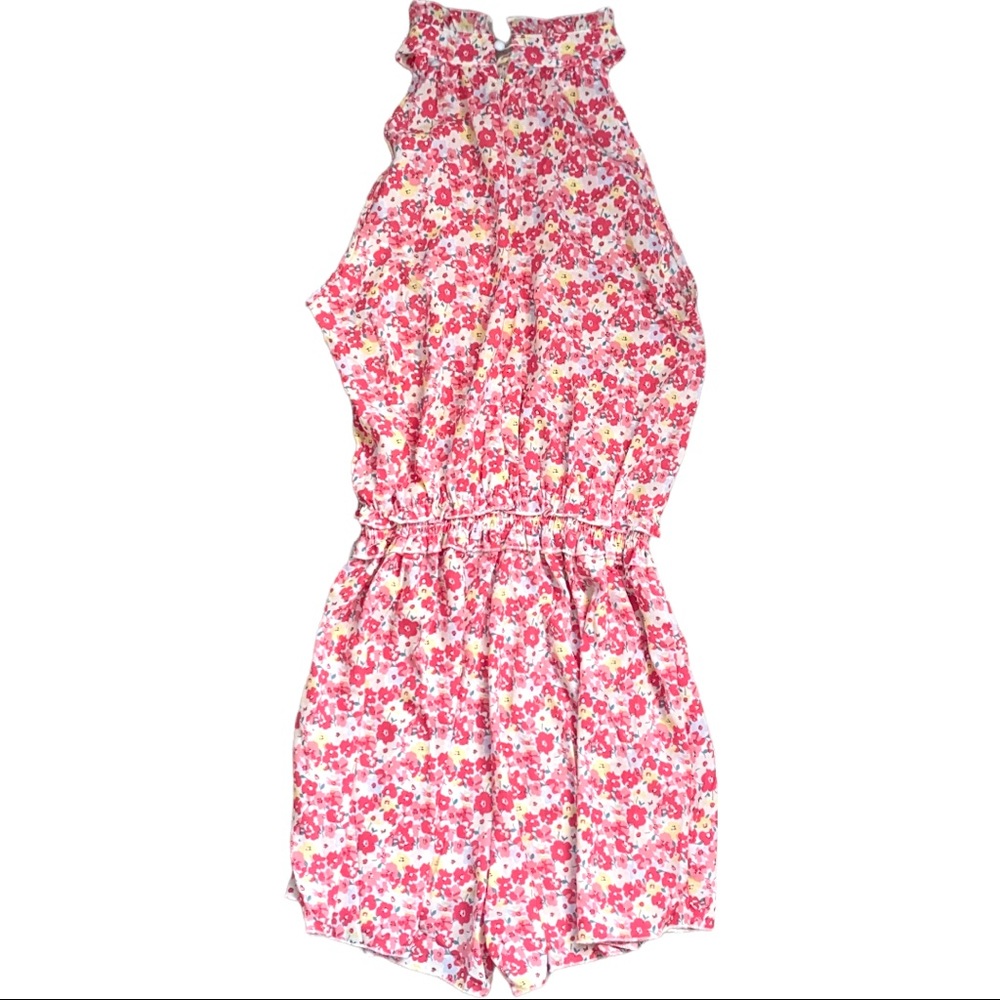 Shein Pink Floral Print Belted Romper XL